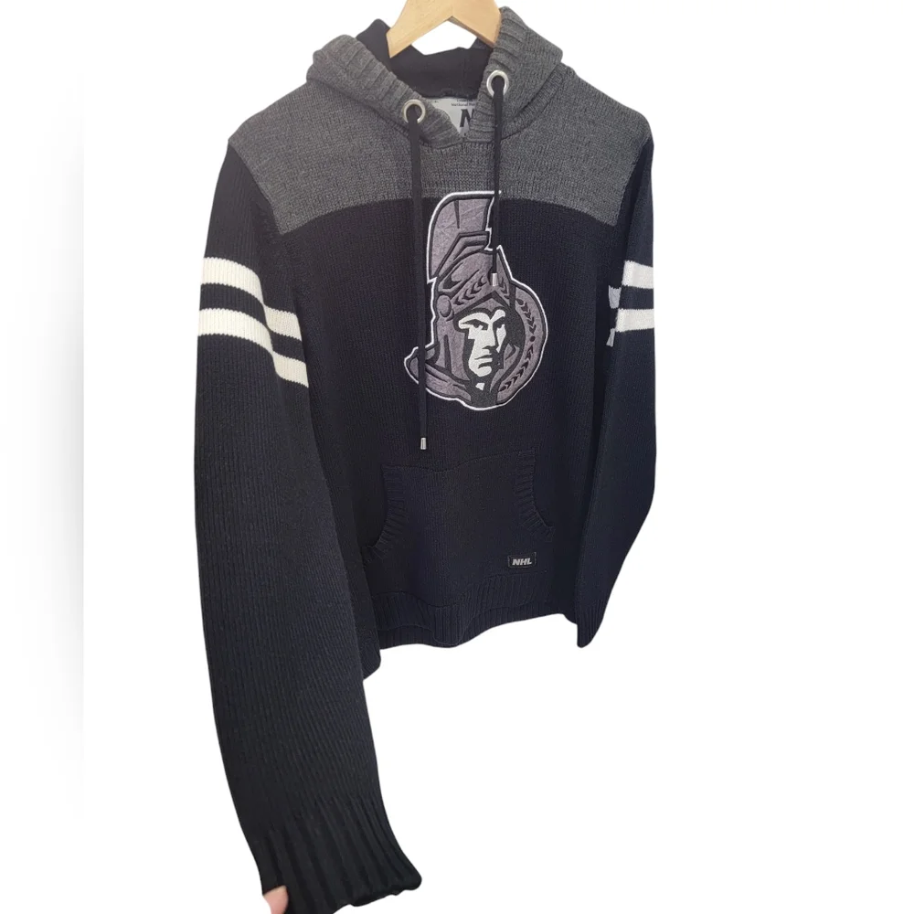 NHL by ILANCO Ottawa Senators Knit Hoodie Black Sens Pullover Sweater Me… - Picture 6 of 16